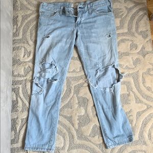 Distressed boyfriend jeans